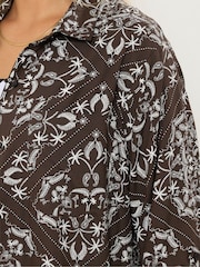 Yours Curve Brown Longline Shirt - Image 4 of 5