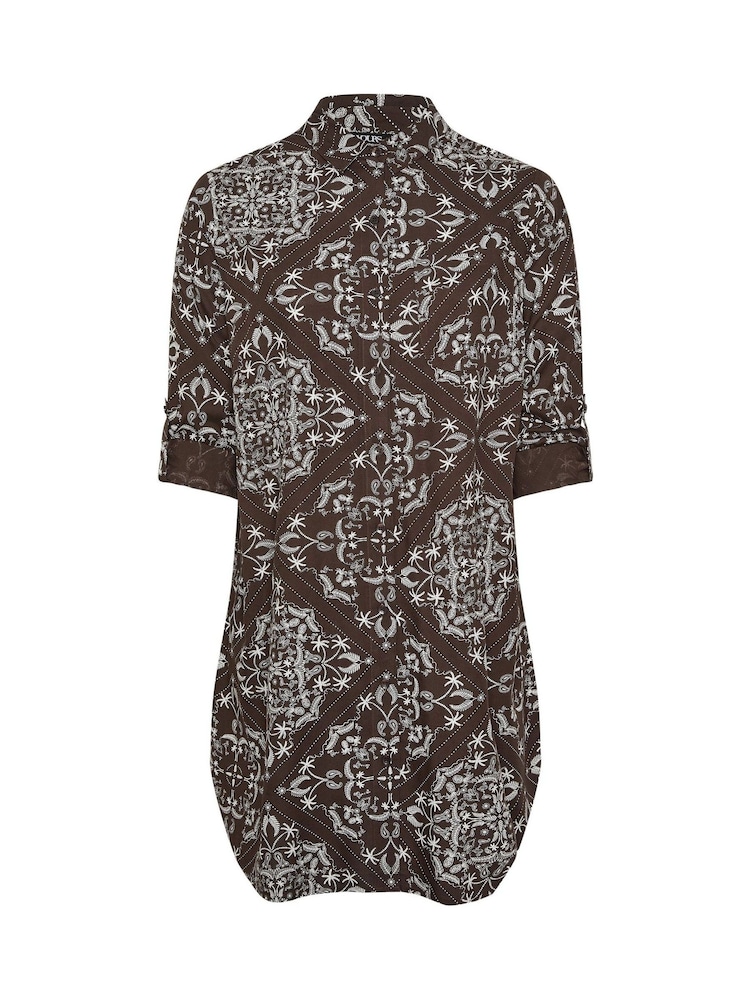 Yours Curve Brown Longline Shirt - Image 5 of 5