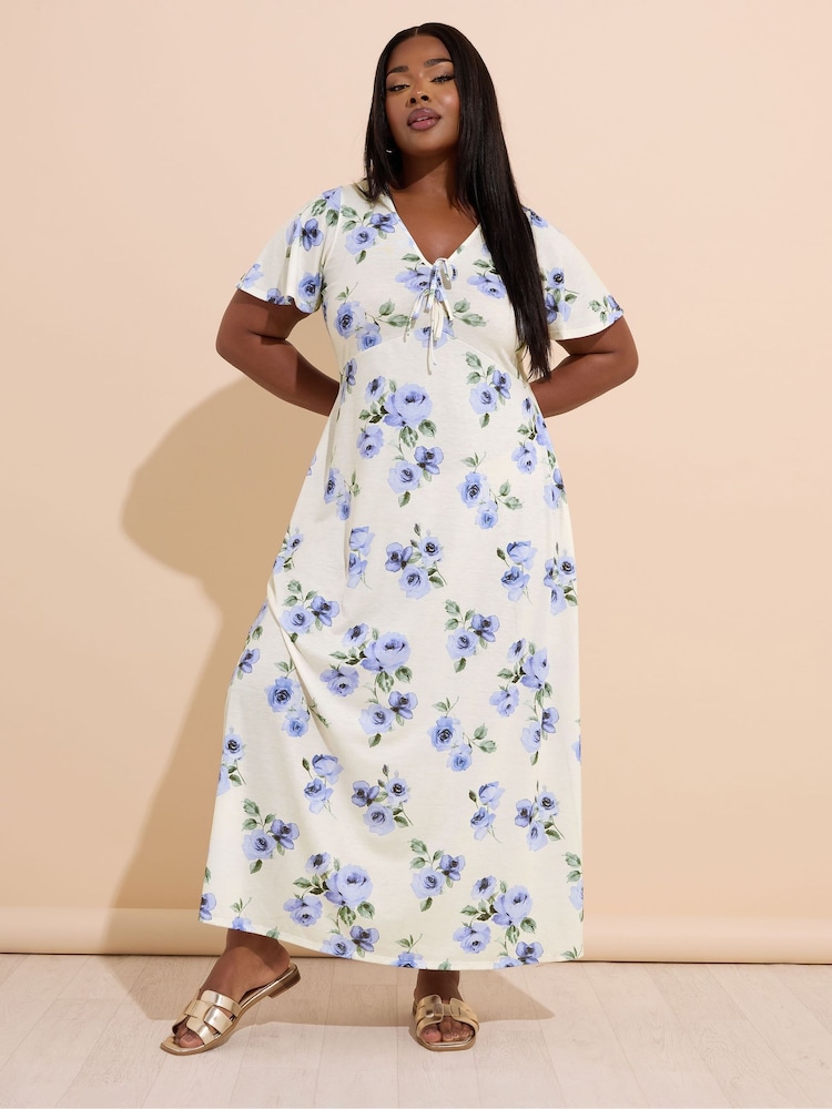 Yours Curve White Bow Front Dress - Image 1 of 5