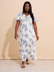 Yours Curve White Bow Front Dress - Image 2 of 5