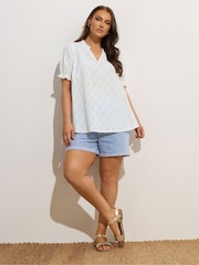 Yours Curve White Broderie Boho Top - Image 2 of 5