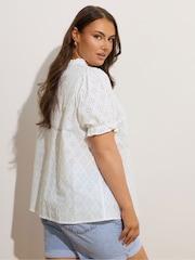 Yours Curve White Broderie Boho Top - Image 3 of 5