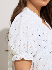 Yours Curve White Broderie Boho Top - Image 4 of 5
