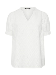 Yours Curve White Broderie Boho Top - Image 5 of 5
