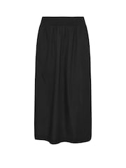 Yours Curve Black Shirred Waist Poplin 100% Cotton Skirt - Image 5 of 5