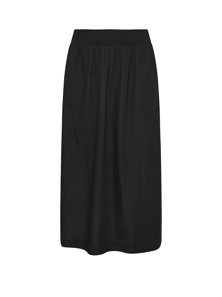 Yours Curve Black Shirred Waist Poplin 100% Cotton Skirt - Image 5 of 5