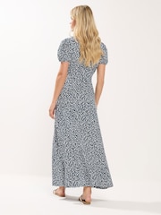 M&Co Blue Petite Wrap Maxi Dress - Image 3 of 5