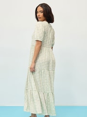 PixieGirl Petite Natural Gingham Tiered Dress - Image 4 of 6