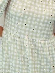 PixieGirl Petite Natural Gingham Tiered Dress - Image 5 of 6