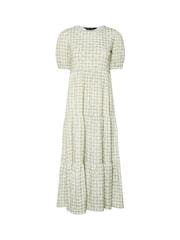 PixieGirl Petite Natural Gingham Tiered Dress - Image 6 of 6
