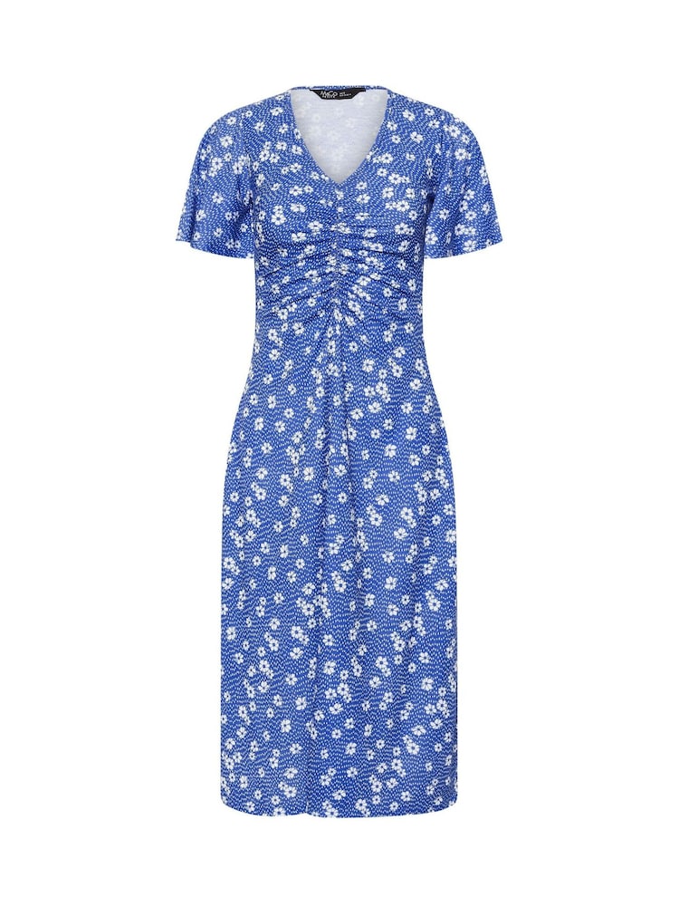 M&Co Blue Petite Flutter Sleeve Dress - Image 1 of 1