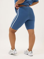 Yours Curve Blue Side Stripe Shorts - Image 3 of 5