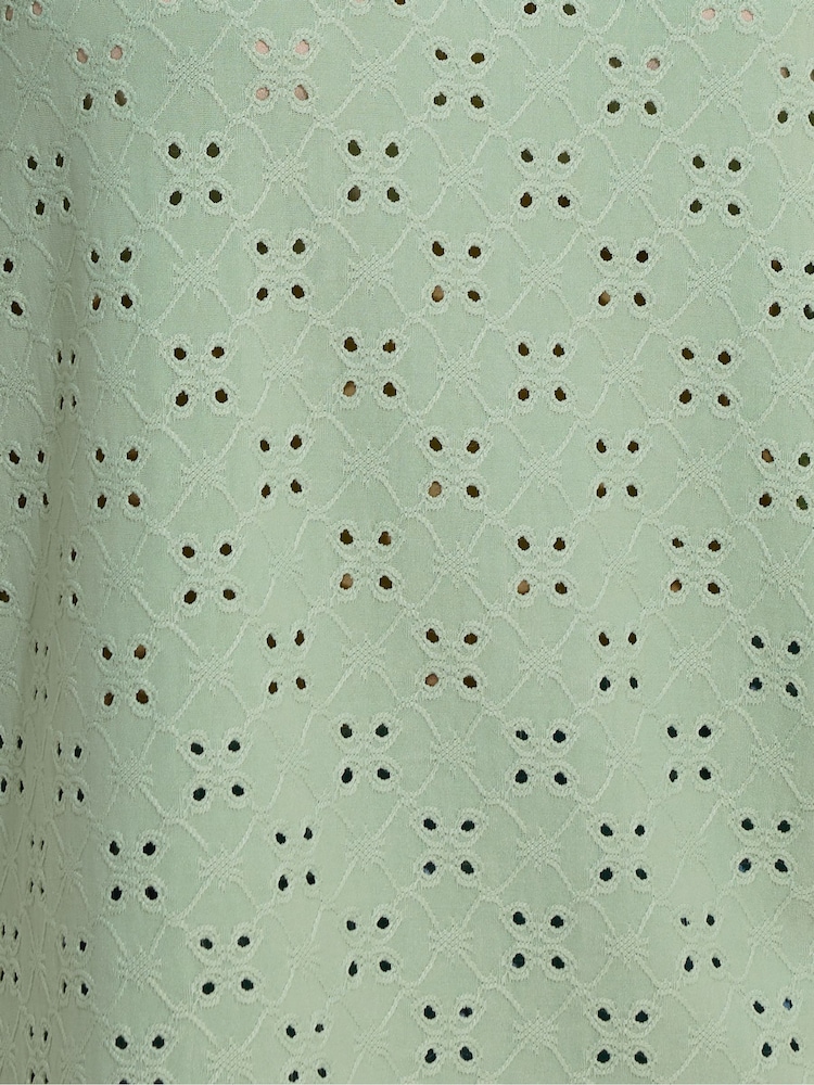 M&Co Green Broderie Puff Sleeve Top - Image 5 of 5