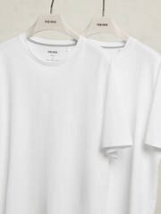 Reiss White Flex Stretch-Cotton Loungewear T-Shirts 2 Pack - Image 1 of 5