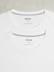Reiss White Flex Stretch-Cotton Loungewear T-Shirts 2 Pack - Image 5 of 5