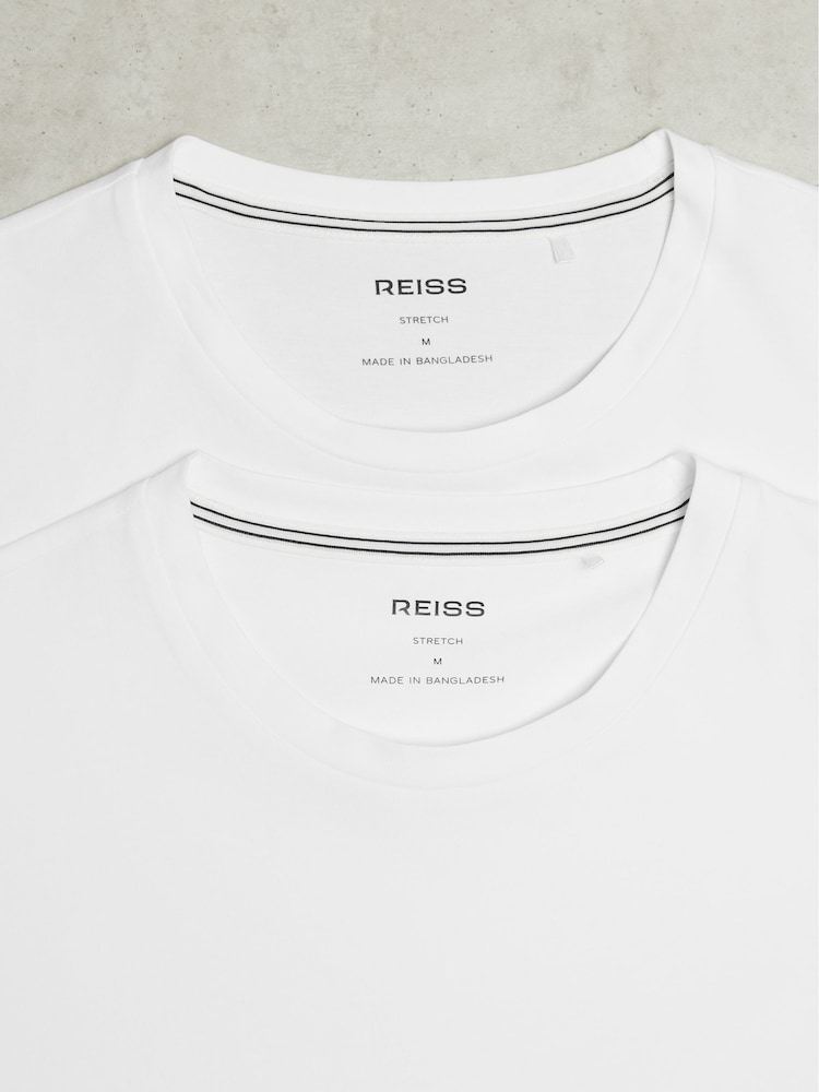 Reiss White Flex Stretch-Cotton Loungewear T-Shirts 2 Pack - Image 5 of 5 Reiss White Flex Stretch-Cotton Loungewear T-Shirts 2 Pack - Image 5 of 5