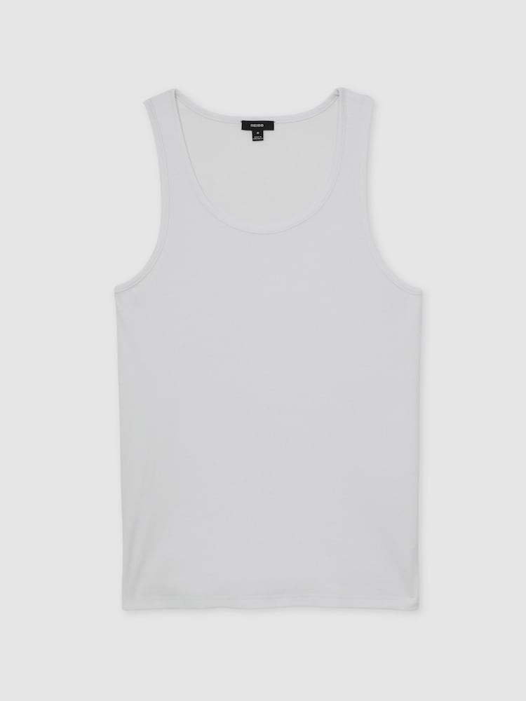 Reiss White Jaden Stretch-Cotton Ribbed Vest - Image 2 of 6