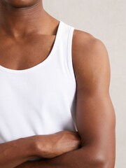 Reiss White Jaden Stretch-Cotton Ribbed Vest - Image 4 of 6