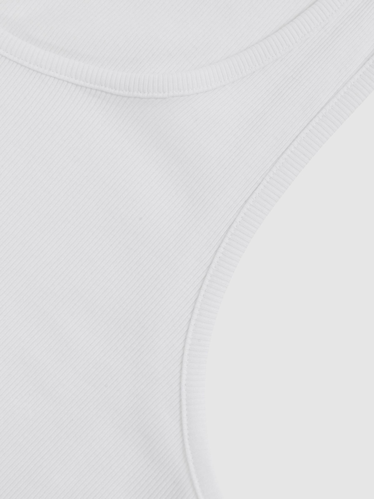 Reiss White Jaden Stretch-Cotton Ribbed Vest - Image 6 of 6