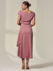 Jolie Moi Pink Asymmetric Drape Midi Dress - Image 2 of 6