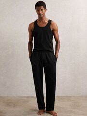 Reiss Black Hugo Cotton Jersey Logo-Waistband Joggers with Stretch - Image 1 of 7