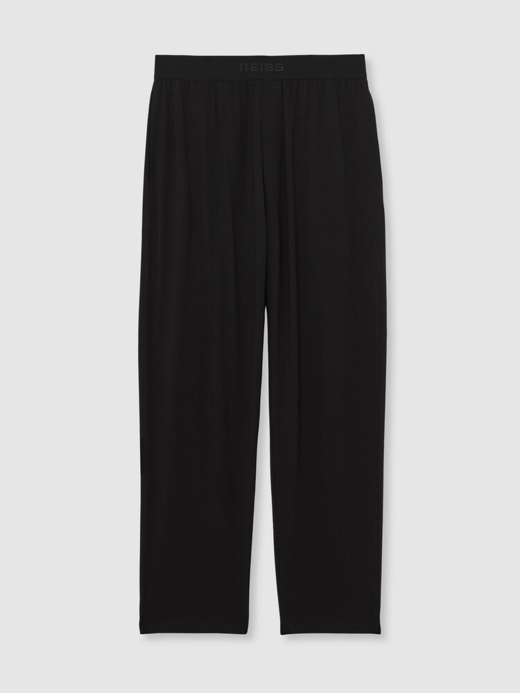 Reiss Black Hugo Cotton Jersey Logo-Waistband Joggers with Stretch - Image 2 of 7