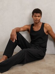 Reiss Black Hugo Cotton Jersey Logo-Waistband Joggers with Stretch - Image 4 of 7