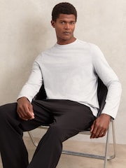 Reiss Soft Grey Exert Stretch-Cotton Loungewear T-Shirt - Image 1 of 5