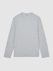 Reiss Soft Grey Exert Stretch-Cotton Loungewear T-Shirt - Image 2 of 5