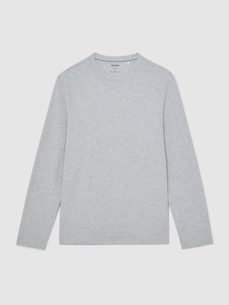 Reiss Soft Grey Exert Stretch-Cotton Loungewear T-Shirt - Image 2 of 5