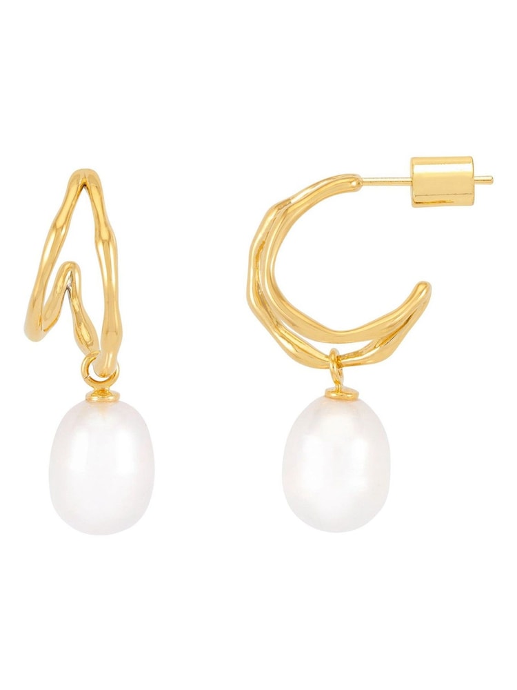 Estella Bartlett Gold Tone Molten Pearl Double Hoop Earrings - Image 1 of 4