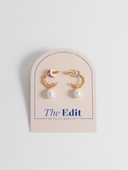 Estella Bartlett Gold Tone Molten Pearl Double Hoop Earrings - Image 3 of 4