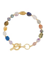 Estella Bartlett Gold Tone Multi Beaded T Bar Bracelet - Image 1 of 4