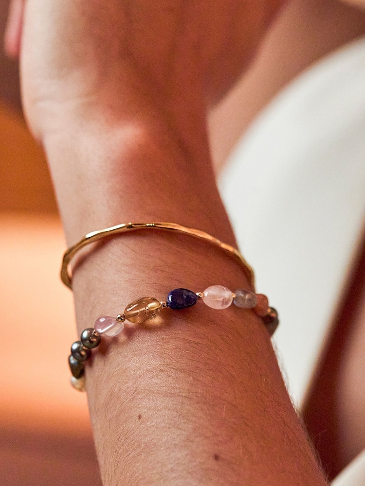 Estella Bartlett Gold Tone Multi Beaded T Bar Bracelet - Image 2 of 4