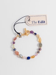 Estella Bartlett Gold Tone Multi Beaded T Bar Bracelet - Image 3 of 4