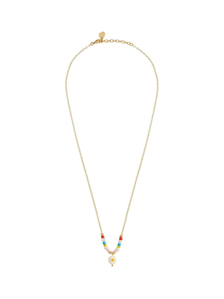 Estella Bartlett Gold Tone Flower Shell Beaded Necklace - Image 1 of 4