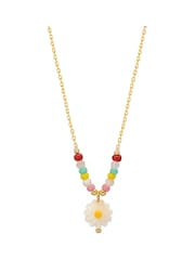 Estella Bartlett Gold Tone Flower Shell Beaded Necklace - Image 2 of 4