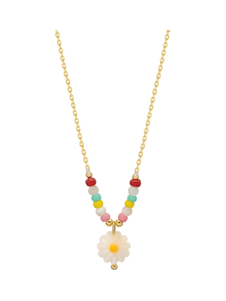 Estella Bartlett Gold Tone Flower Shell Beaded Necklace - Image 2 of 4