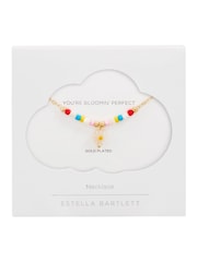 Estella Bartlett Gold Tone Flower Shell Beaded Necklace - Image 3 of 4