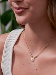 Estella Bartlett Gold Tone Flower Shell Beaded Necklace - Image 4 of 4