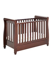 Babymore Brown Eva Sleigh Cot Bed Dropside with Drawer - Image 1 of 5
