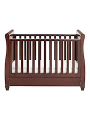 Babymore Brown Eva Sleigh Cot Bed Dropside with Drawer - Image 2 of 5