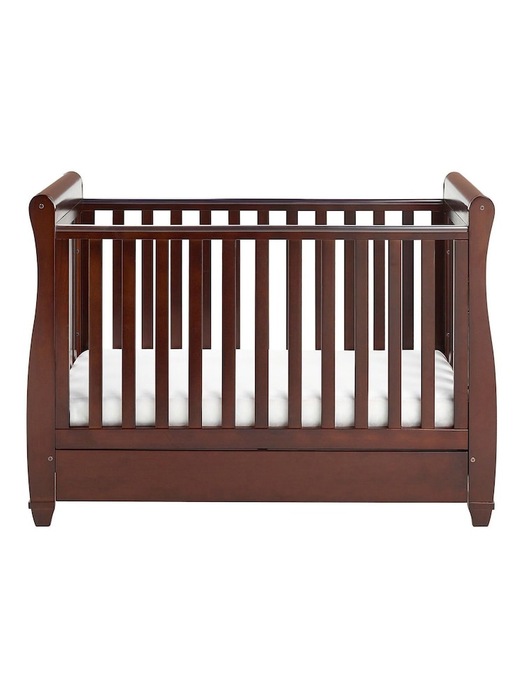 Babymore Brown Eva Sleigh Cot Bed Dropside with Drawer - Image 2 of 5