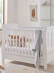 Babymore White Eva Sleigh Cot Bed Dropside with Drawer - Image 1 of 5