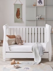 Babymore White Eva Sleigh Cot Bed Dropside with Drawer - Image 3 of 5