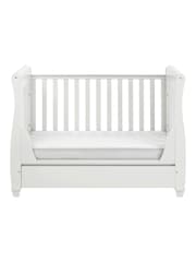 Babymore White Eva Sleigh Cot Bed Dropside with Drawer - Image 4 of 5