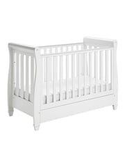 Babymore White Eva Sleigh Cot Bed Dropside with Drawer - Image 5 of 5