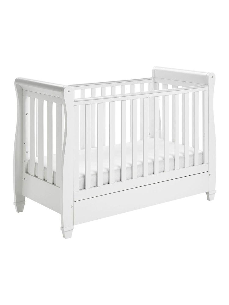 Babymore White Eva Sleigh Cot Bed Dropside with Drawer - Image 5 of 5