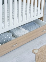 Babymore Oak White Luno Cot Bed With Drawer - Image 4 of 5