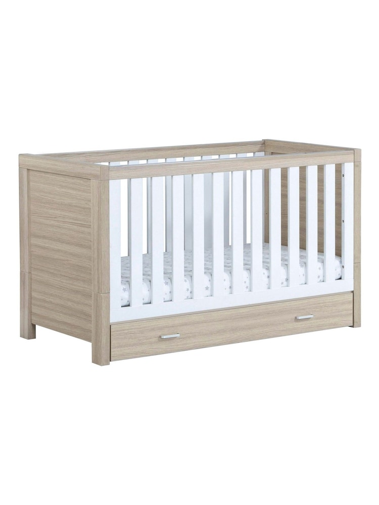 Babymore Oak White Luno Cot Bed With Drawer - Image 5 of 5